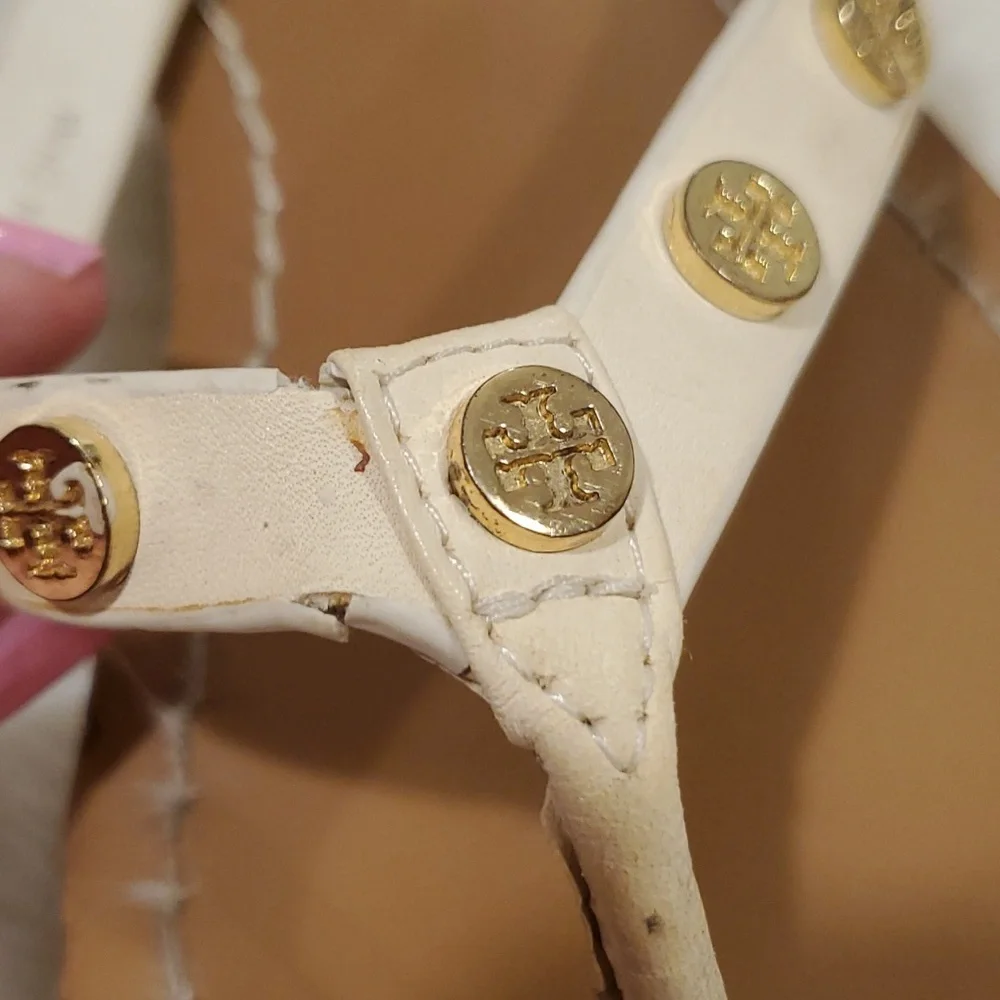 White Tory Burch Ricki Studded Flip Flops Women Size 5 ?